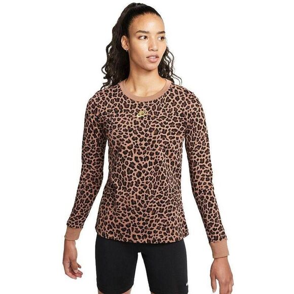 Nike Cheetah Print LS Embroidered Logo Tee - Picture 1 of 6